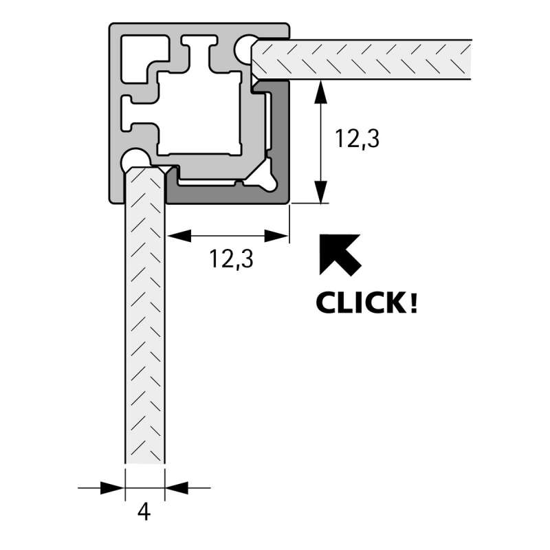 Cadro Profilé d’angle à clipser, des deux côtés