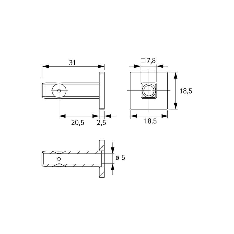 Cadro Fixation murale / Fixation au sol 18 x 18 mm